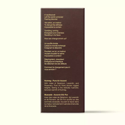 Brown Aesop Unforeseen Aer fragrance box shown side-on with printed text on a white background.